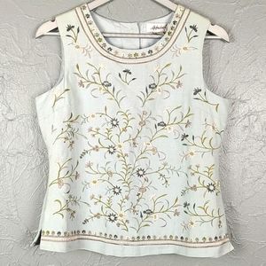 APPRAISAL Blue Embroidered Blouse Top